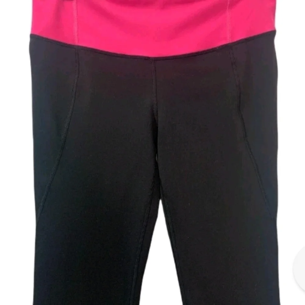 Lululemon Athletica Black Leggings with Pink Waistband